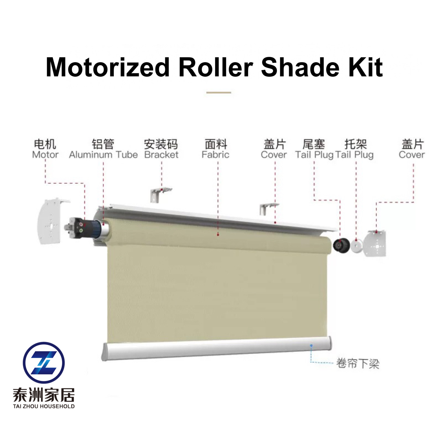 DIY Motorized Roller Shade Kit Aluminum Tube Tubular Motor Blinds