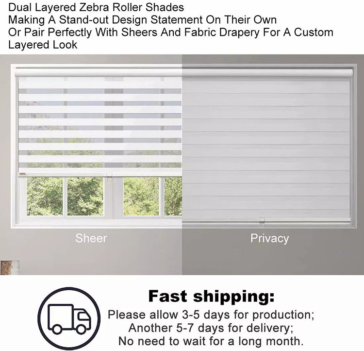 Dual Layered Cordless Zebra Shades from China manufacturer - Foshan ...